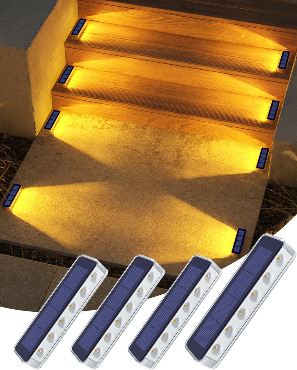 This solar‑powered LED light charges via sunlight during the day and auto‑turns on at dusk. IP68 waterproof for rain and snow, no wiring needed.