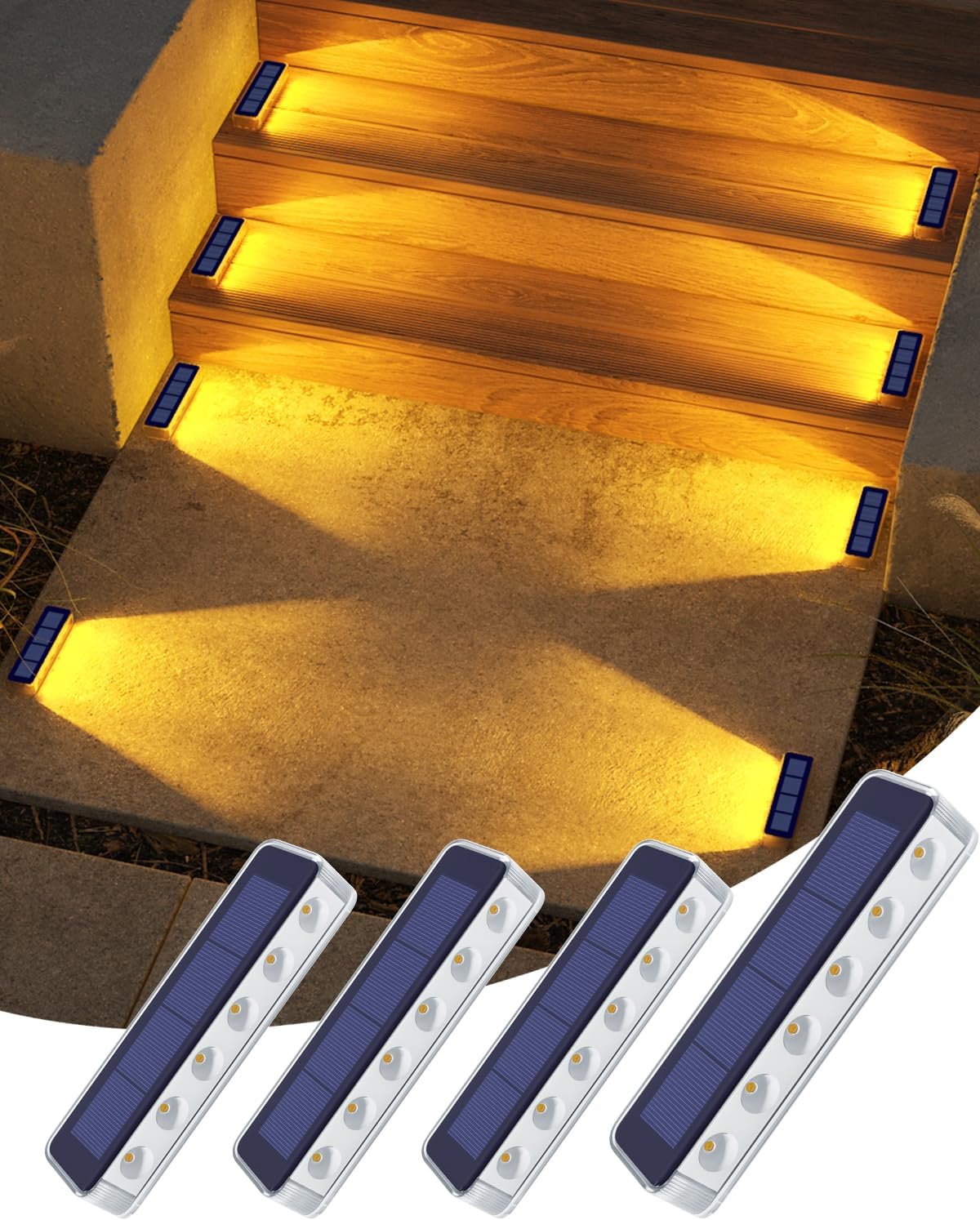This solar‑powered LED light charges via sunlight during the day and auto‑turns on at dusk. IP68 waterproof for rain and snow, no wiring needed.