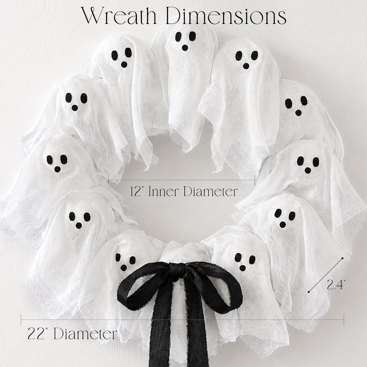 Halloween Decorations Outdoor - Cute Lit Ghost Wreath