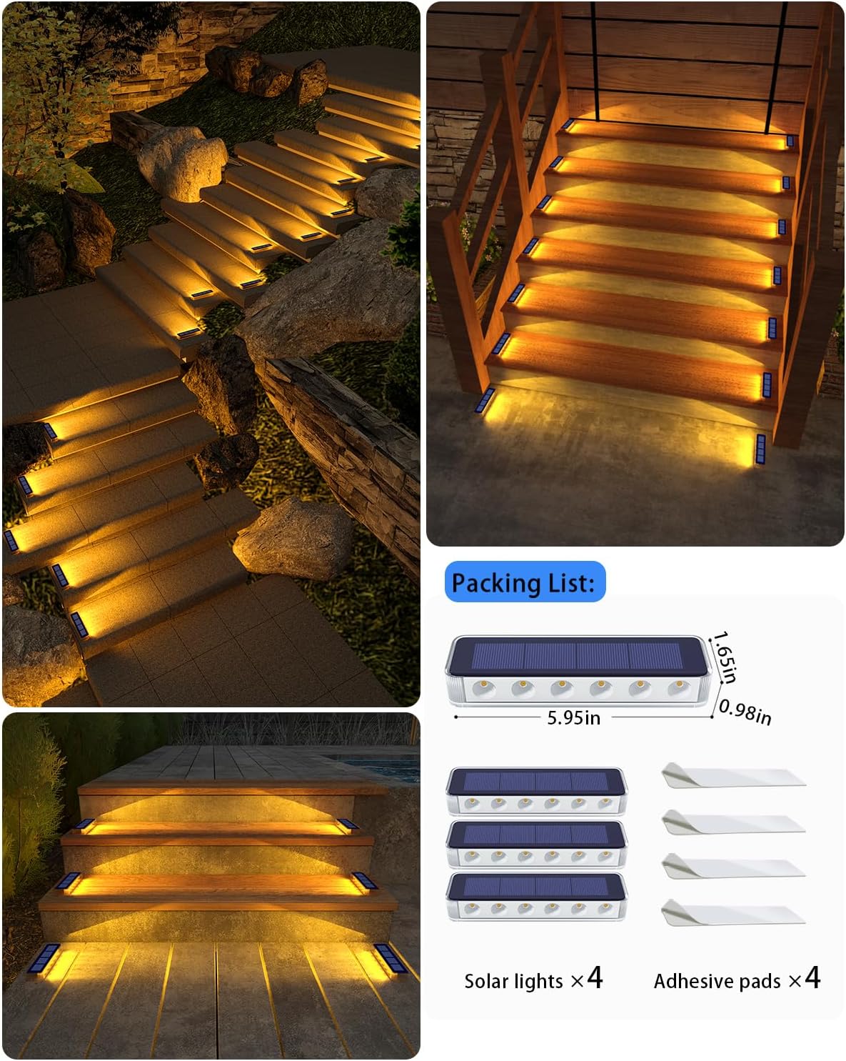 This solar‑powered LED light charges via sunlight during the day and auto‑turns on at dusk. IP68 waterproof for rain and snow, no wiring needed.